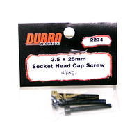 (DISCONTINUED) DUBRO 2274 3.5MM X 25 SOCKET-HEAD CAP SCREWS (4 PCS/PACK)