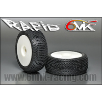 6Mik "Rapid"  Tyres glued on rims - 15/25 Soft-Med compound (pair) White Rims